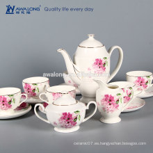 Conjunto de café de diseño de flores blanco diseño conjunto de té de gran capacidad 15pcs